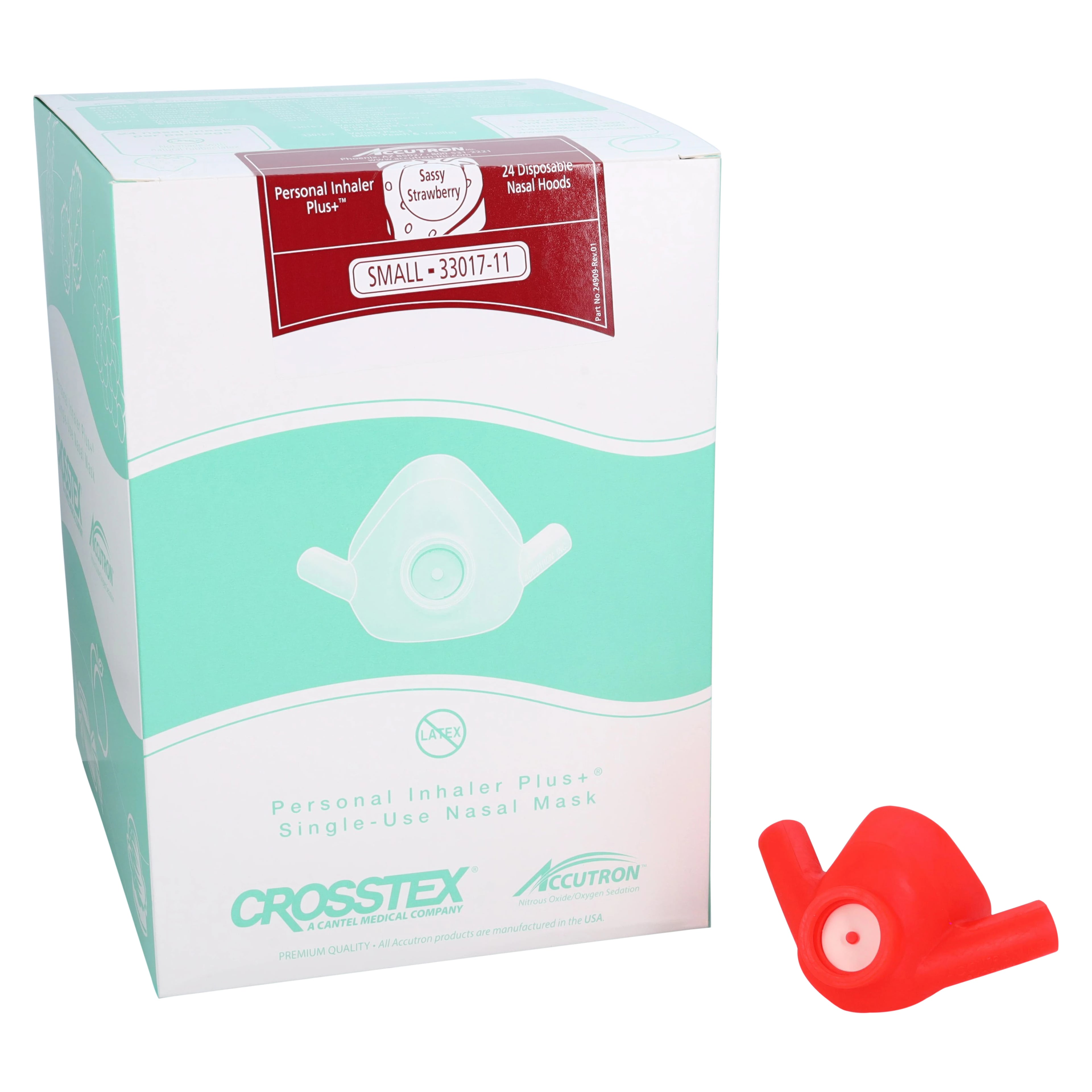 Accutron Personal Inhaler Plus+ (PIP+) Single-Use Nasal Hoods, Small, Sassy Strawberry, 24/Pk, 33017-11