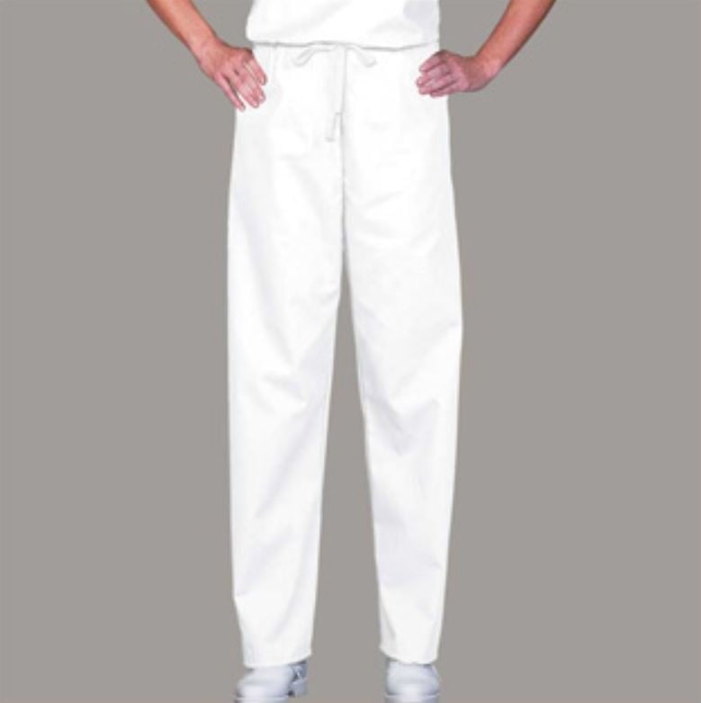 Fashion Seal Scrub Pant, Unisex, Drawstring, Medium, White, 65% Polyester/35% Cotton, Non-Fluid Resistant, 78835