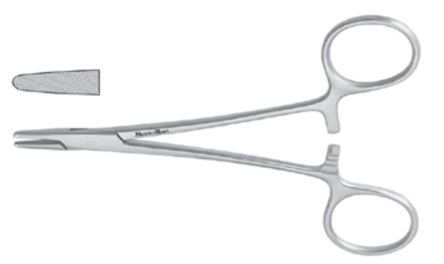 Meister-Hand Brown Needle Holder, Fine Serration, 5-1/4" Stainless Steel