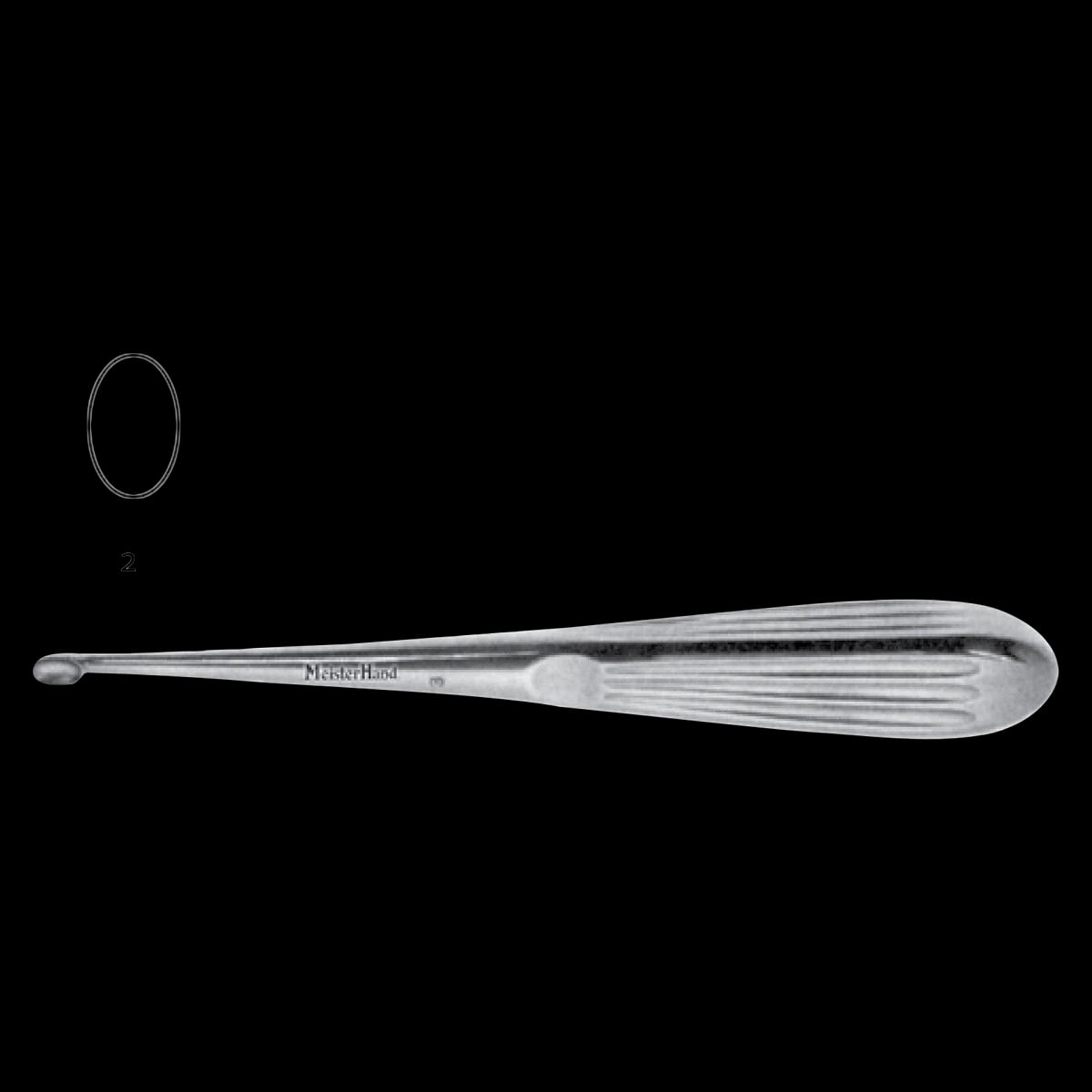 Meister-Hand Spratt Mastoid Curette, Size 2, 6-1/2" Stainless Steel, Each