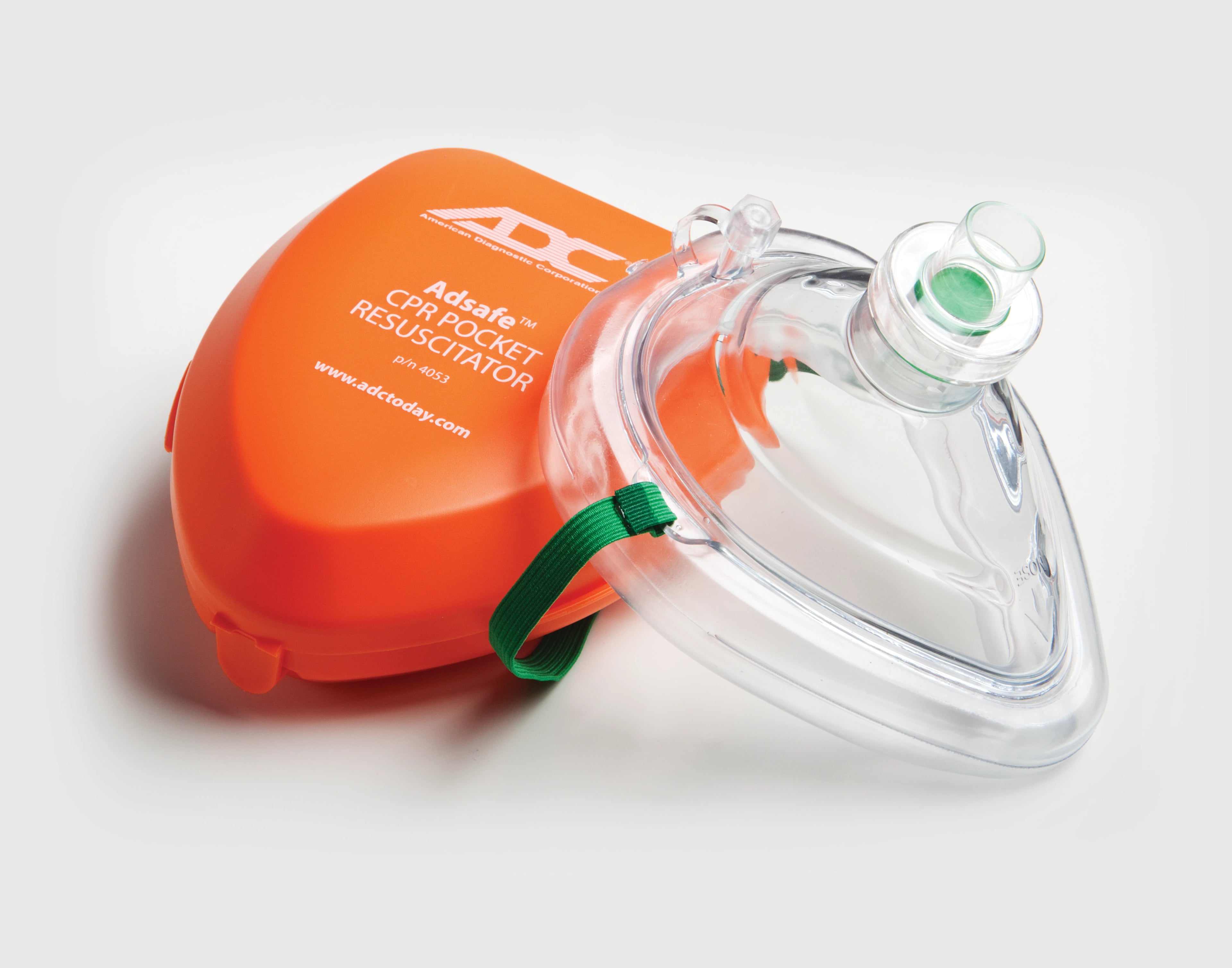 ADC Adsafe CPR Pocket Resuscitator Mask with Case, Adult, Disposable, Orange