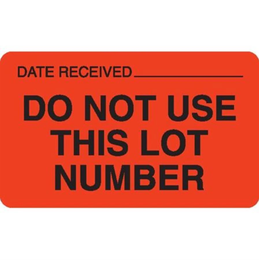 Marketlab Do Not Use This Lot Permanent Labels, Orange, 2-1/2" x 1-1/2", 1000/Roll