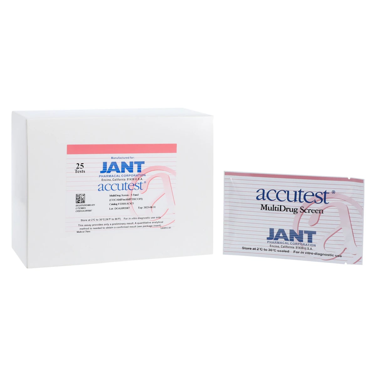 Accutest Drug Screen Dip Card Test Kit, 5 Panel (AMP/COC/MET/OPI 2000/THC), 25/Box