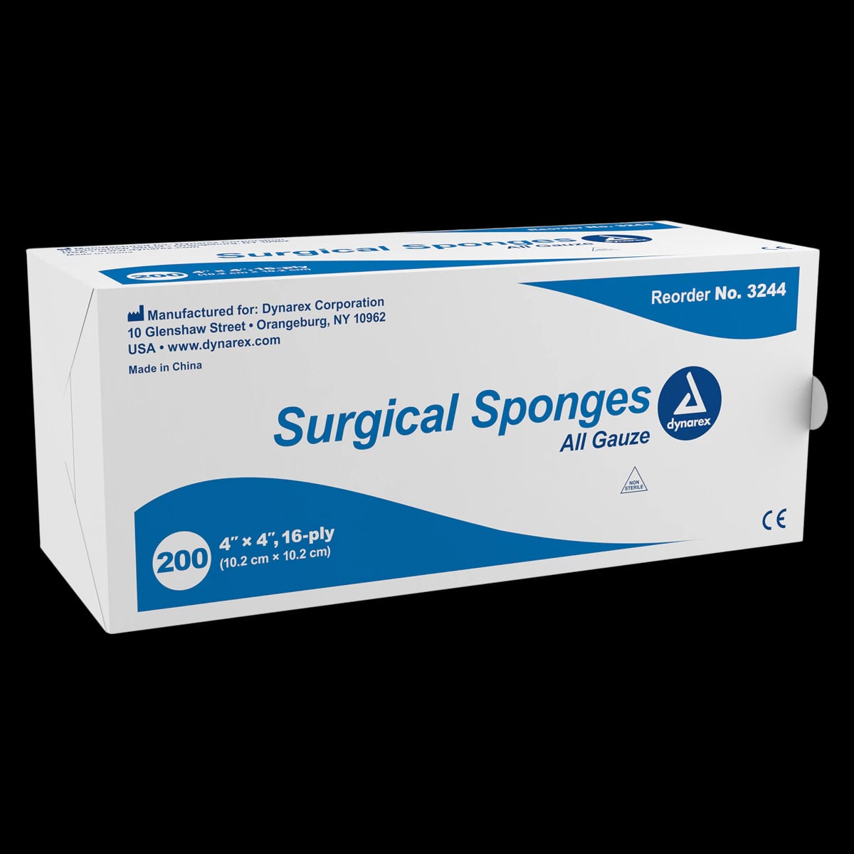 Dynarex Gauze Sponge, Non-Sterile, 16-Ply, 4x4", 100% Cotton, Latex-Free