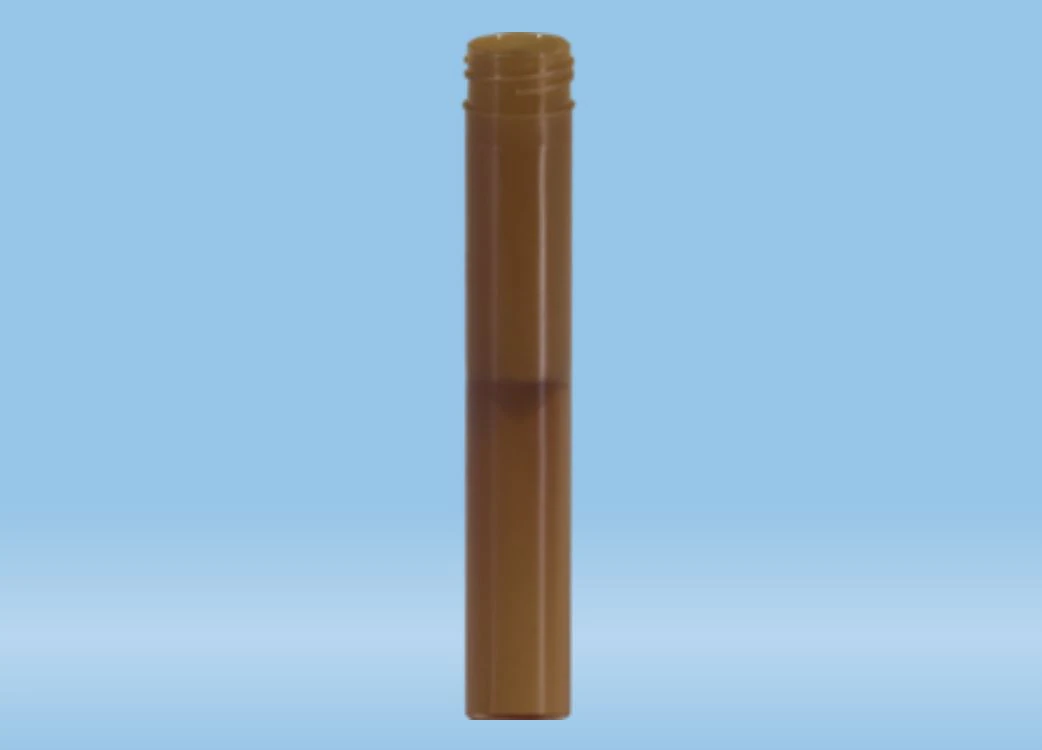 Sarstedt Polypropylene Test Tube, 5 mL, 15 x 92 mm, Flat Bottom, Amber, No Cap, Non-Sterile, 1000/Case