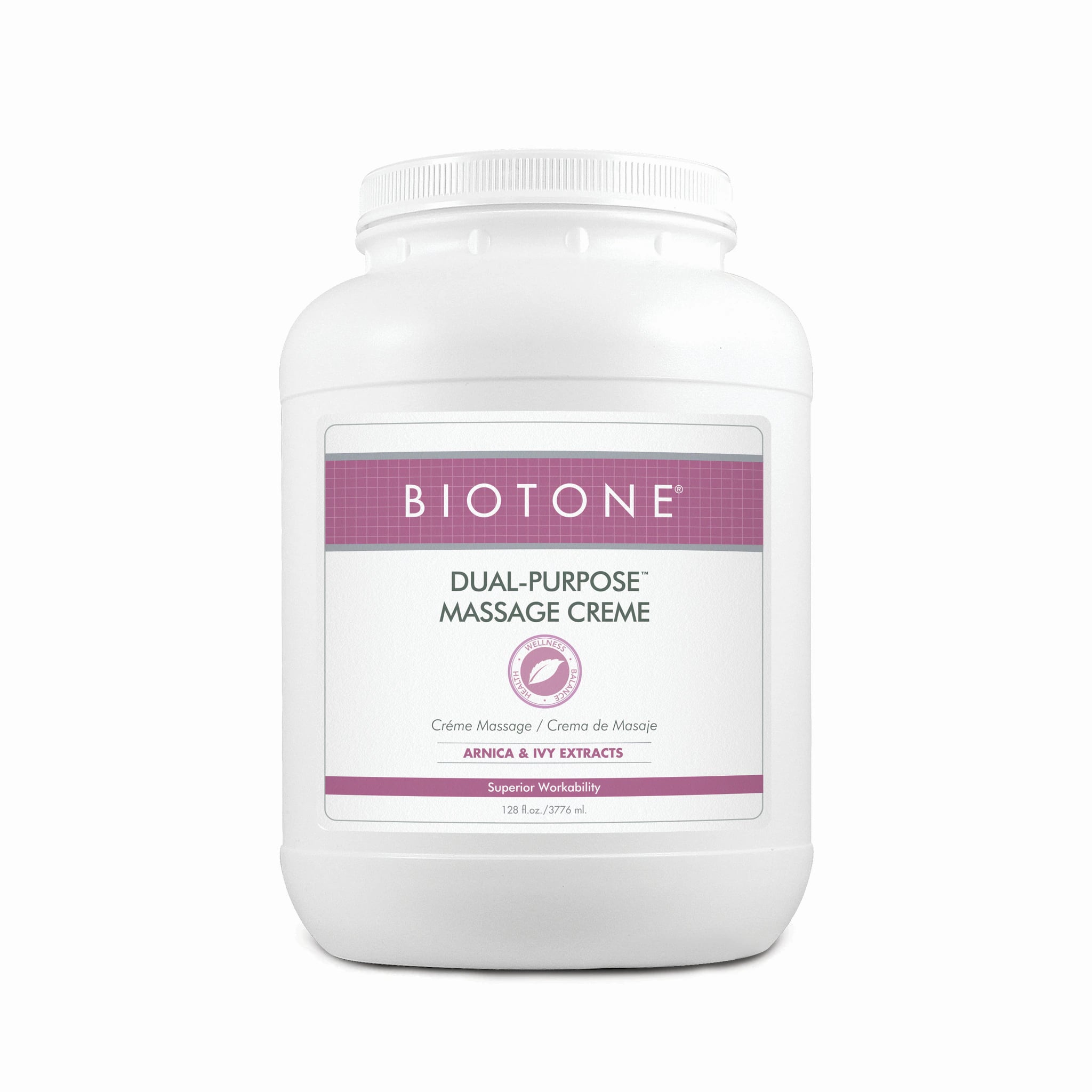 Biotone Dual Purpose Massage Cream, Unscented, Paraben Free, 1 Gallon, with Arnica Extract