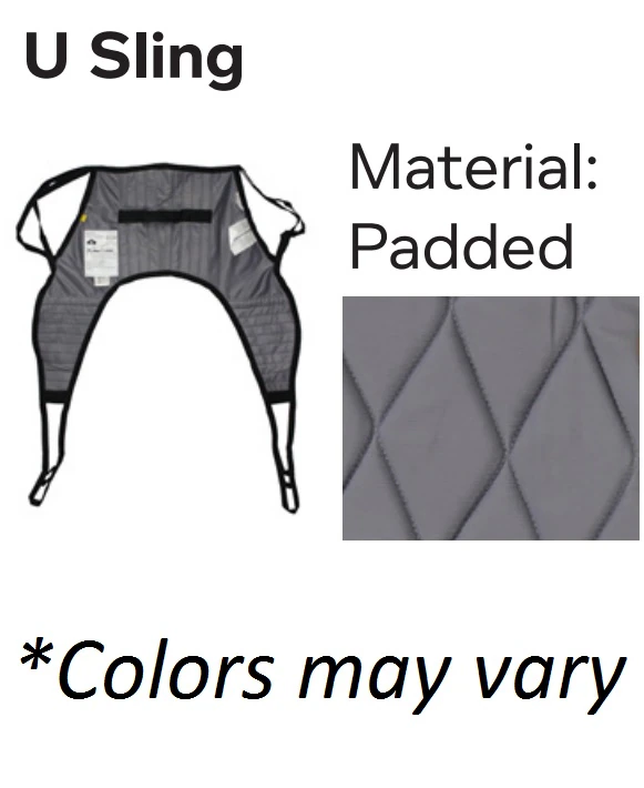 Joerns Hoyer U-Padded Patient Transfer Sling, 4-Point, Medium, Gray, 600 lb Capacity