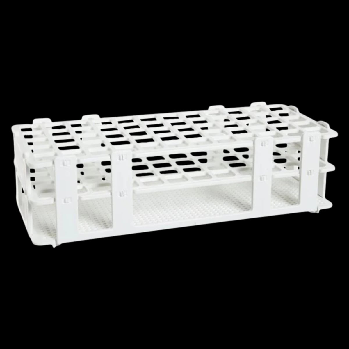 Bel-Art No-Wire Test Tube Rack, Polypropylene, 10-13mm, 90-Place, White, 6x15 Array