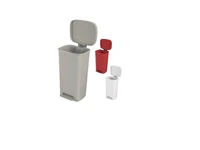Brewer Large Step-On Waste Can, Beige Plastic, Overlapping Lid, Each