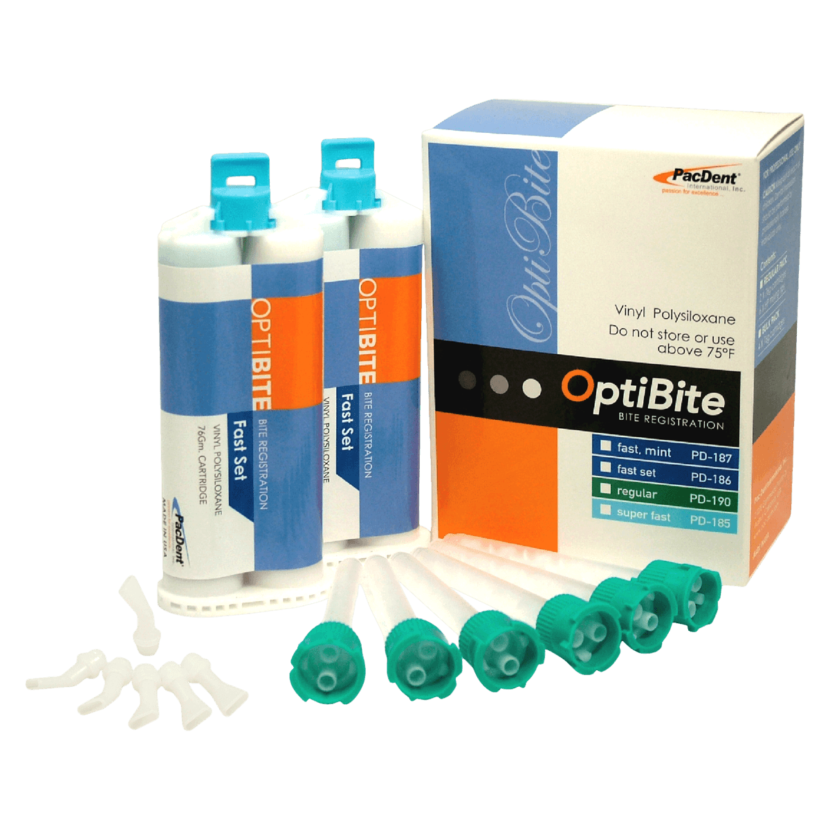 Elements Bite Registration Fast Set, Vinylpolysiloxane, Unflavored, 2 x 50 mL Cartridges with 6 Mixing Tips, PD-186
