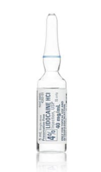 Lidocaine HCl Injection 4% Preservative Free Ampule 5mL, 25/Package