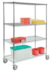 Lakeside Wire Cart, 4 Shelf, 48x24x69", 5" Swivel Casters