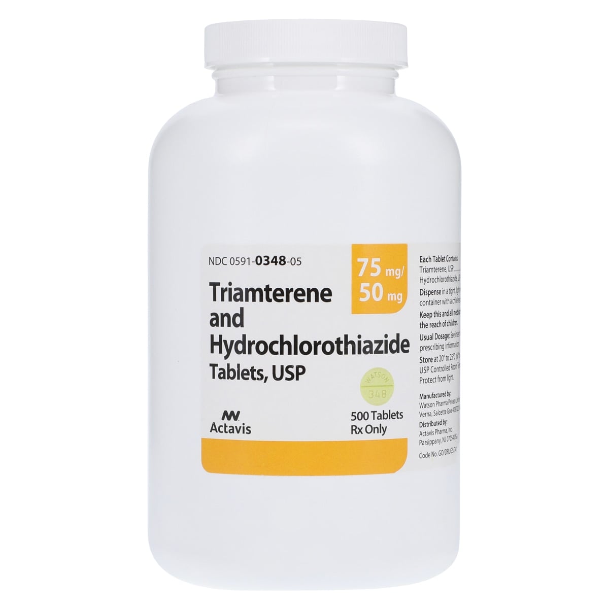 Triamterene/HCTZ Tablets 75mg/50mg, 500/Bottle, Teva Pharmaceuticals