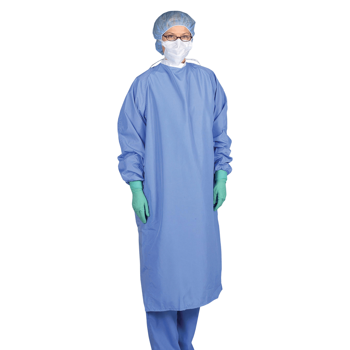 Medline Blockade Reusable Surgical Gown, 99% Polyester/1% Carbon, X-Large, Ceil Blue, Non-Sterile, Neck/Back Ties, 12/Case