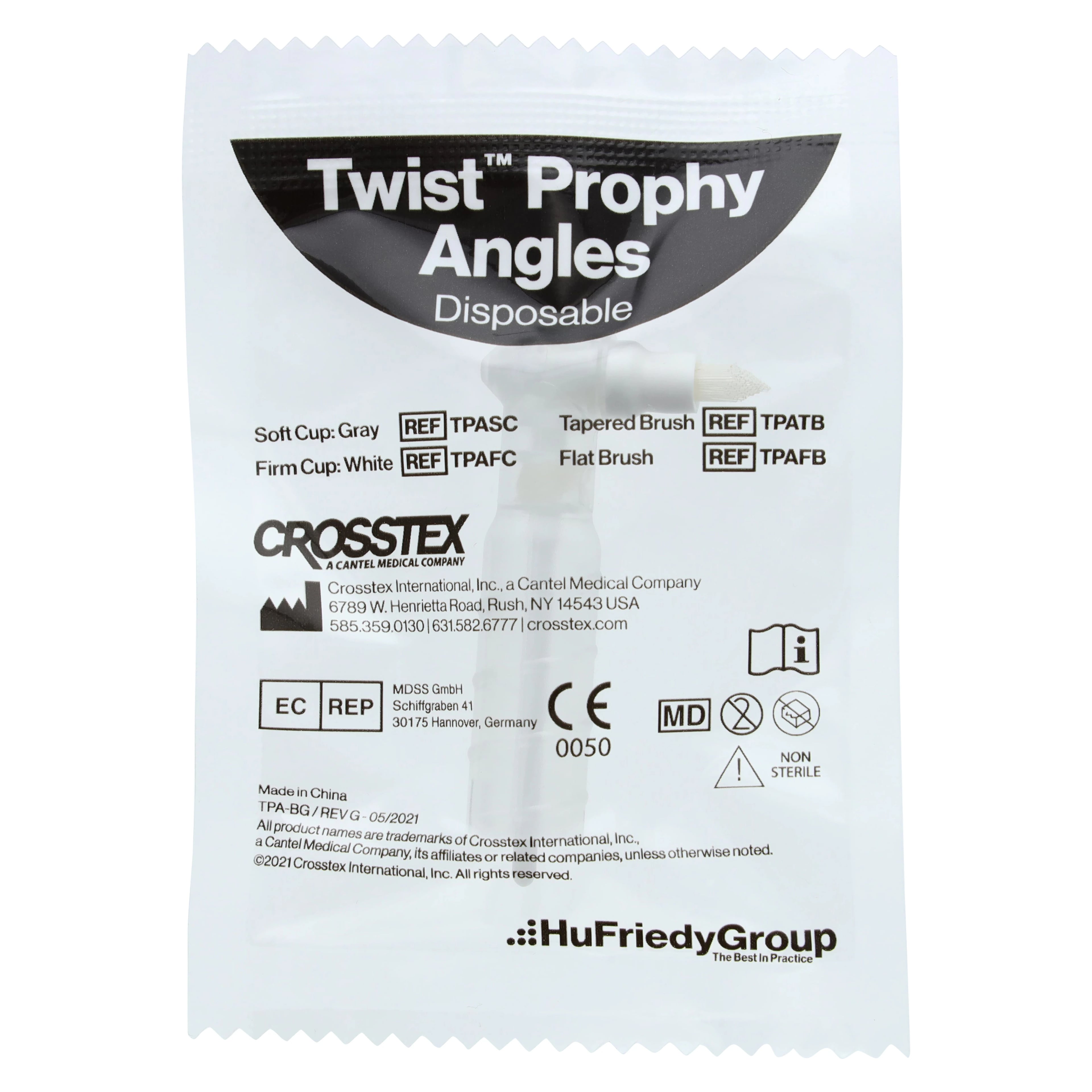 Crosstex Twist Disposable Prophy Angle, Tapered Brush, 100/Box, TPATB