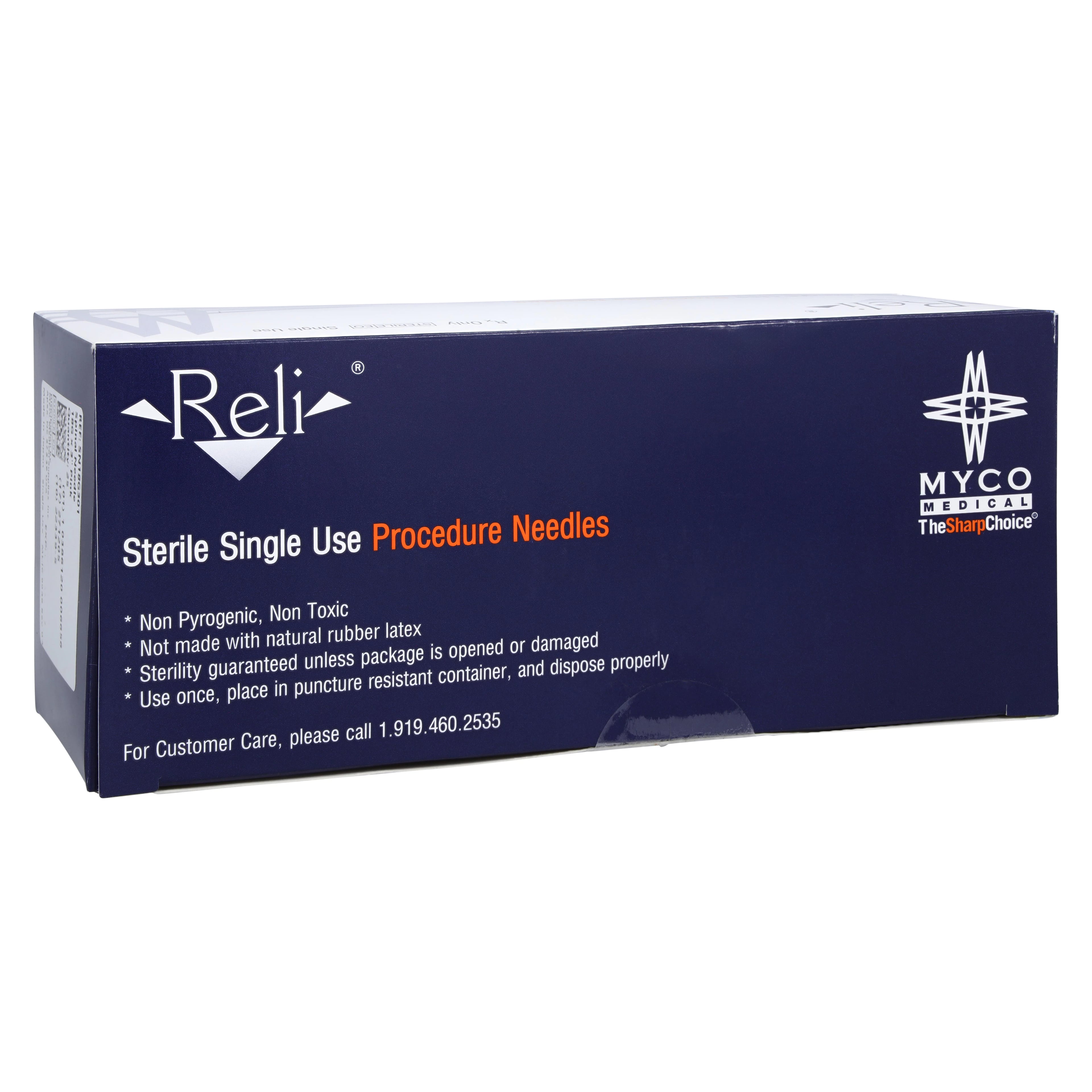 Myco Medical Reli Quincke Point Spinal Needle, 25G x 1-1/2", Sterile, Orange, 25/Bx, SN25G151