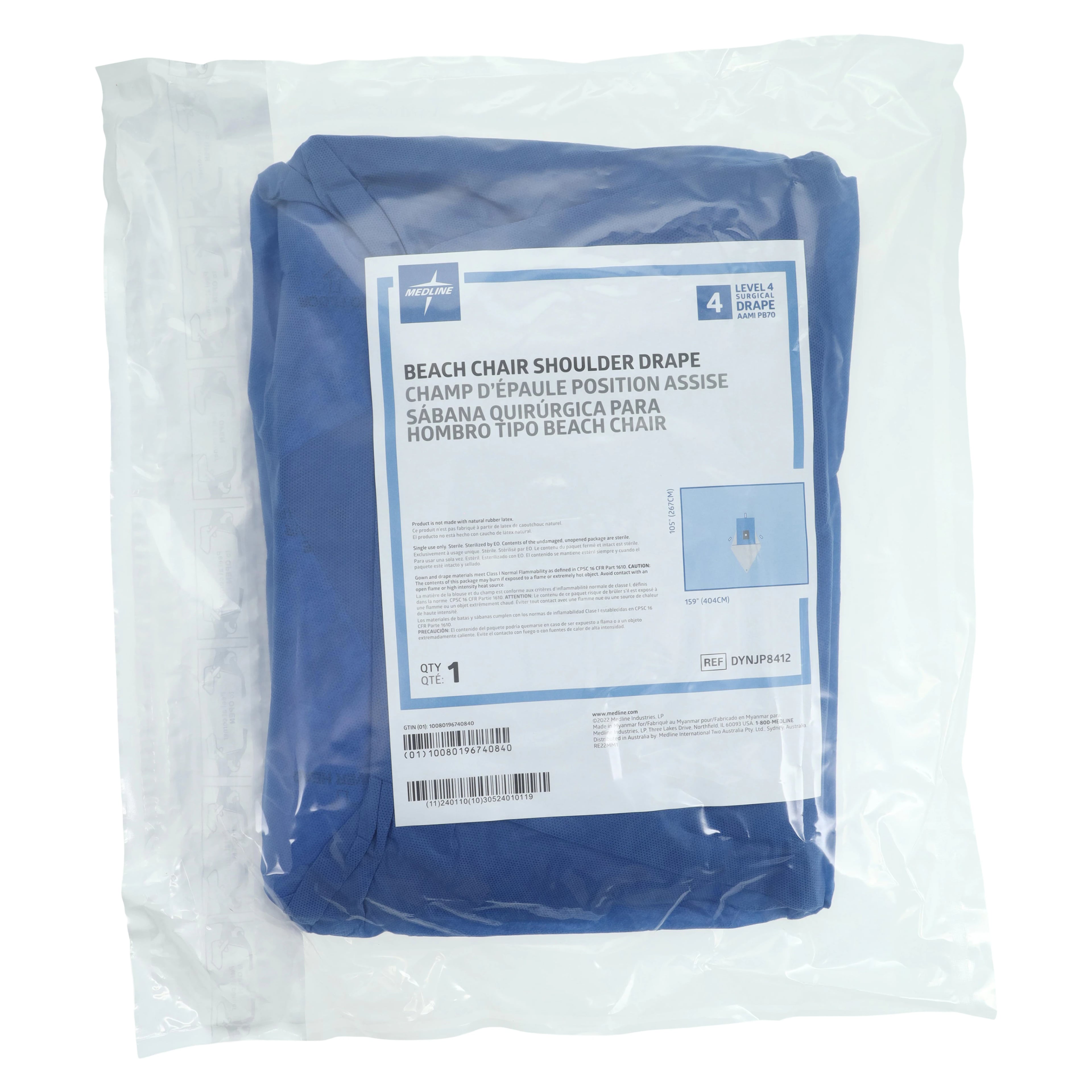 Medline Proxima Sterile Surgical Shoulder Drape, 159x15", 3-1/2" Fenestrated