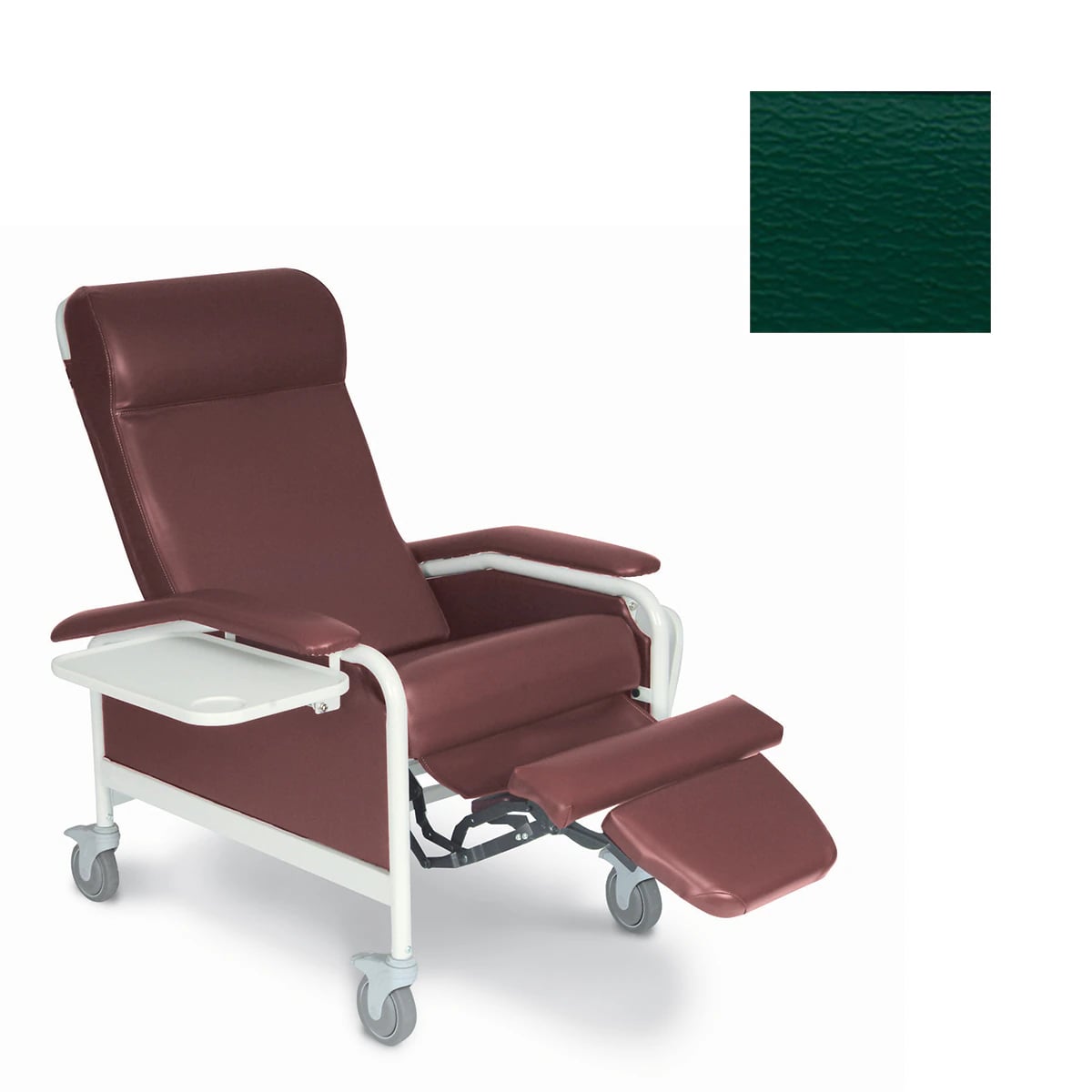 Winco CareCliner Clinical Recliner with Nylon Casters, Vinyl Upholstery, 275 lb Capacity