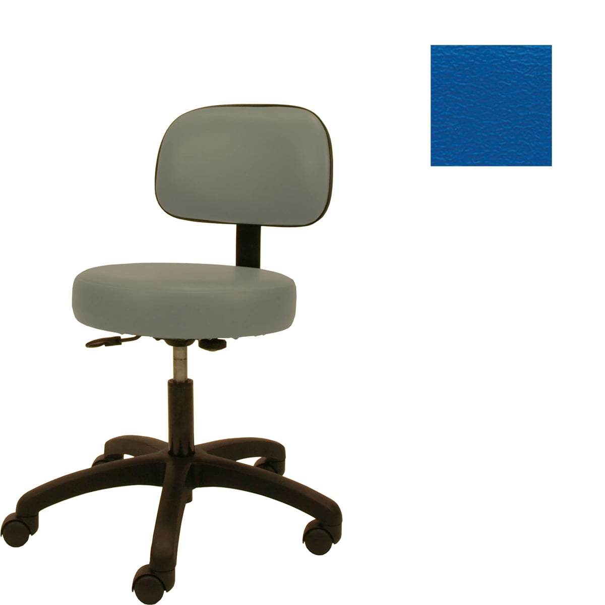 Winco Mfg Task Chair Stool with Back, Gas Lift, Royal Blue, 250 lb Capacity