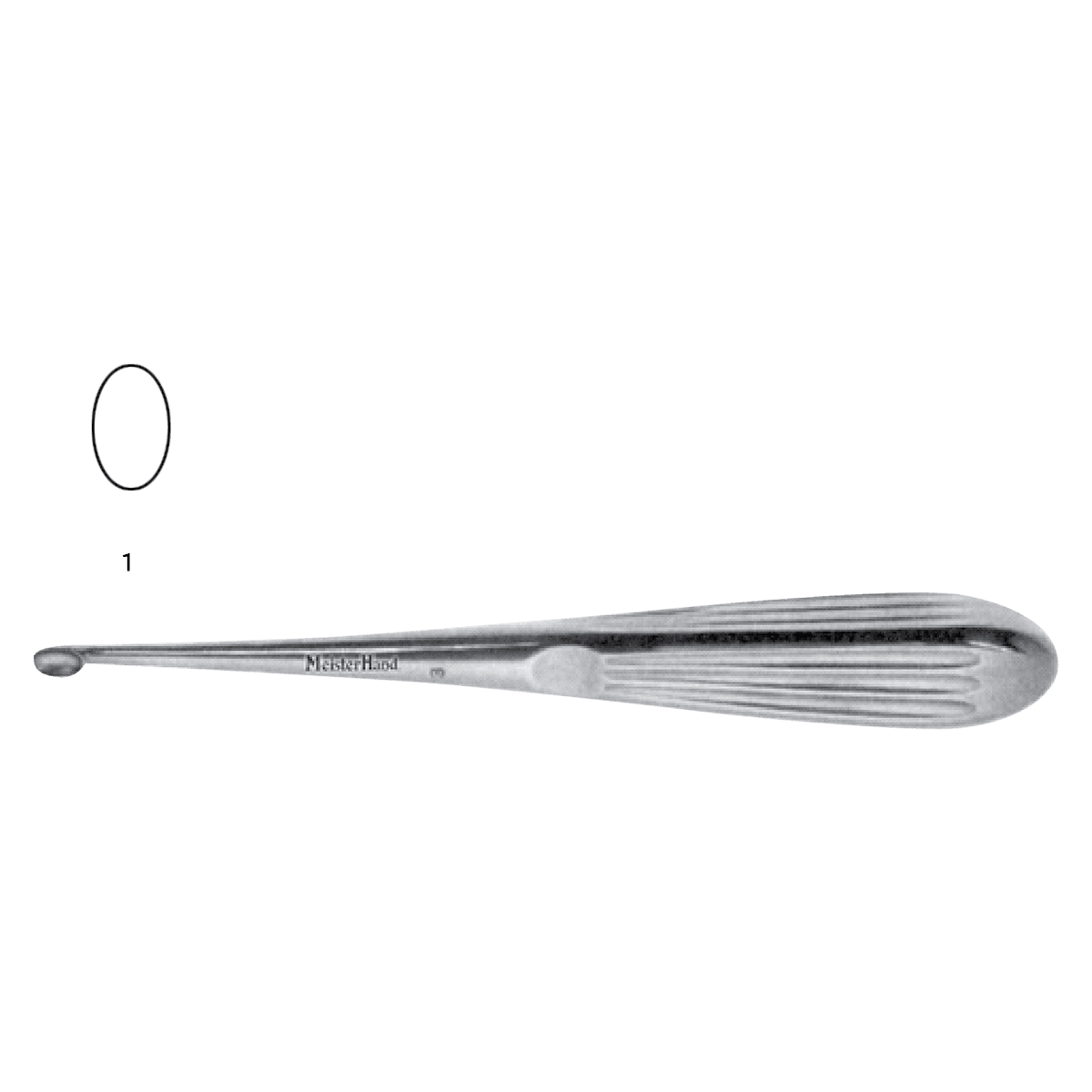 Meister-Hand Spratt-Brun Mastoid Curette, Size 1, Oval, 6-1/2" Stainless Steel, Each