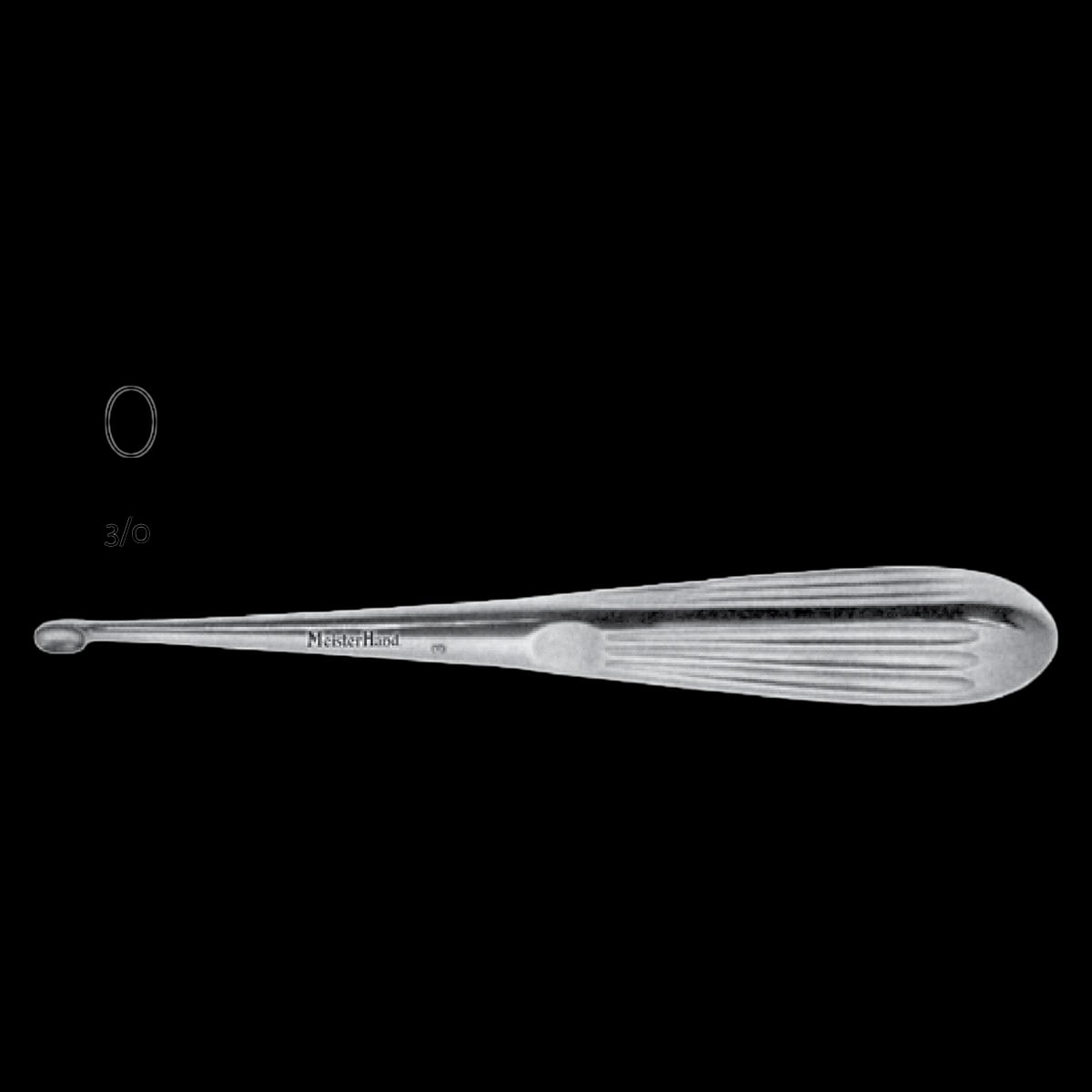 Miltex Meister-Hand Spratt-Brun Mastoid Curette, Size 3/0, Oval, 6-1/2" Stainless Steel, Each