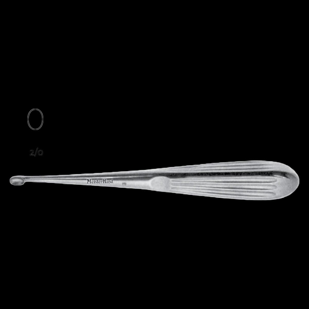 Miltex Meister-Hand Spratt-Brun Mastoid Curette, Size 2/0, 6-1/2" Stainless Steel, Each
