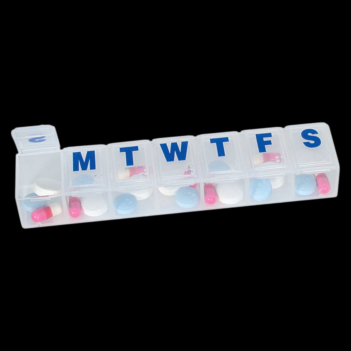 Apothecary Products Classic 7-Day Pill Reminder, Medium, Translucent, 5 x 1-1/8 x 3/4 in, 6/Pack