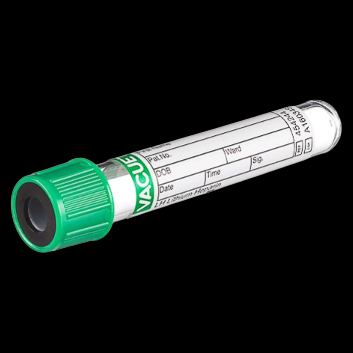 Greiner Bio-One Vacuette Venous Blood Collection Tube, Lithium Heparin, Green/Black Cap, 3 mL, Pull Cap, Non-Ridged, Sterile, 1200/Case