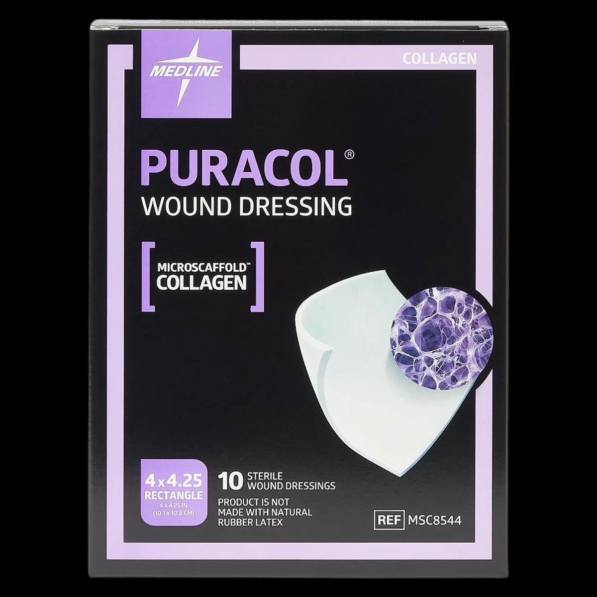 Puracol Collagen Dressing, 4" x 4.25", Sterile, Highly Absorbent, Latex-Free