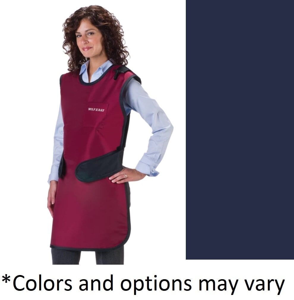 Wolf X-Ray Easy Wrap Lead Apron, Navy Blue, Large, 24" x 42", 0.5 mm Lead Equivalence, with Collar