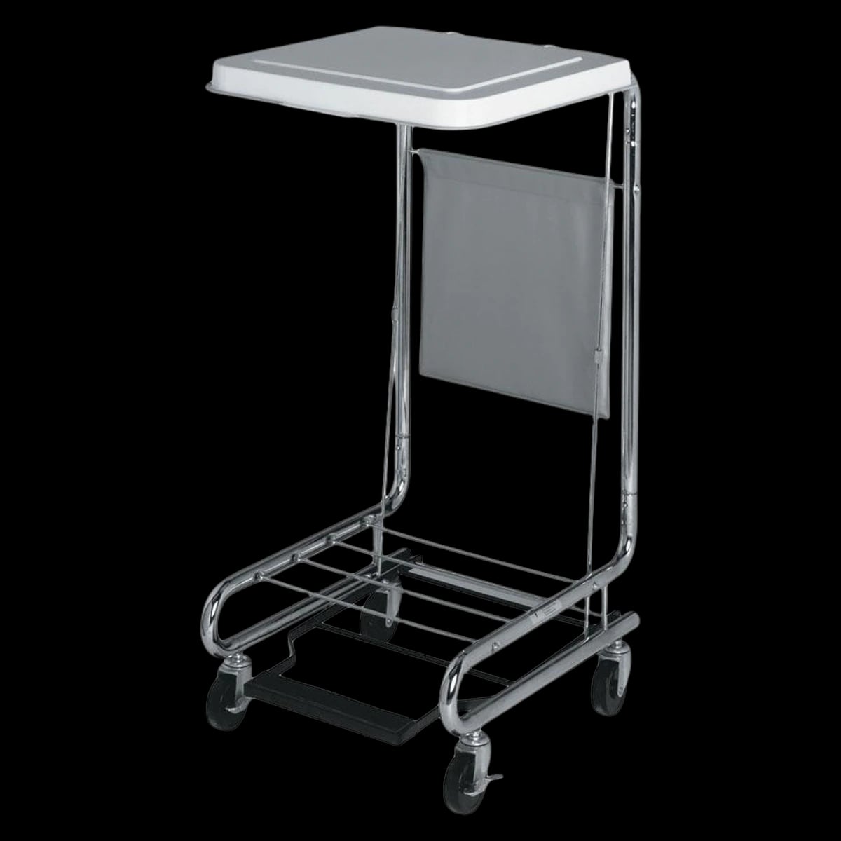 Medline Square Aluminum Laundry Hamper Stand with 4 Wheels, 18.75 x 19.5 x 37.35 inches