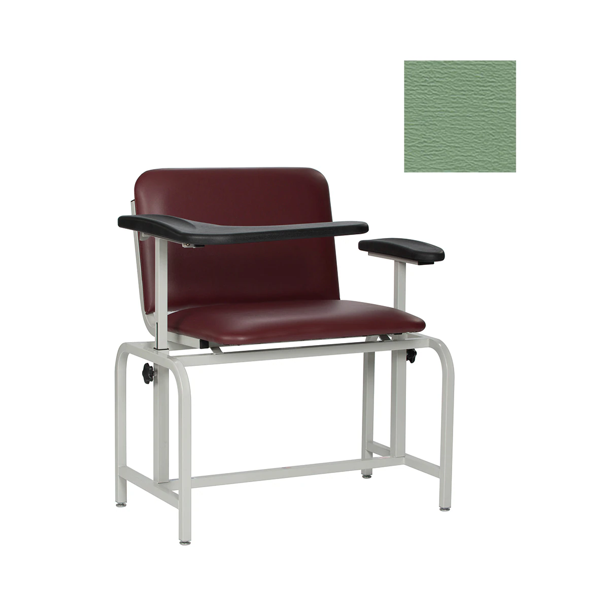 Winco Mfg LLC Lab Blood Draw Chair, Steel Frame, Moss Green, 450 lb Capacity