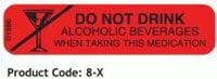 Precision Dynamics Pharm Label: Don't Drink, Red, 1-9/16" x 3/8", 1000/Box