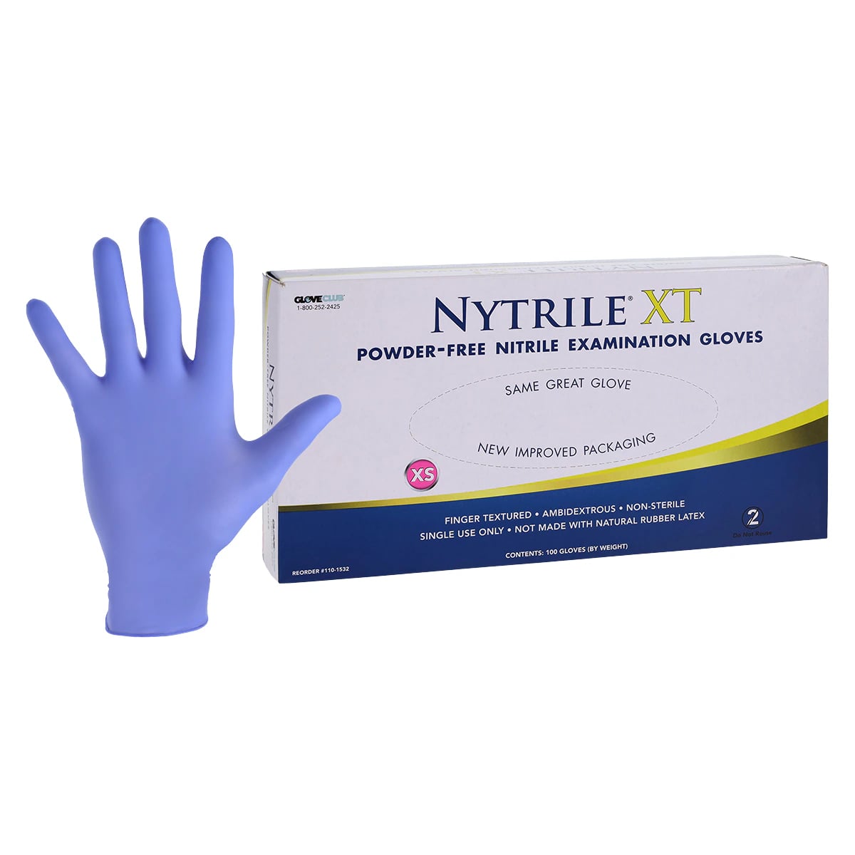 Nytrile XT Nitrile Exam Gloves, Powder Free, Non-Sterile, X-Small, Periwinkle Blue