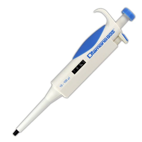 Globe Scientific Diamond PRO Adjustable Volume Pipette, 10-100 µL, Blue, Calibrated, Each