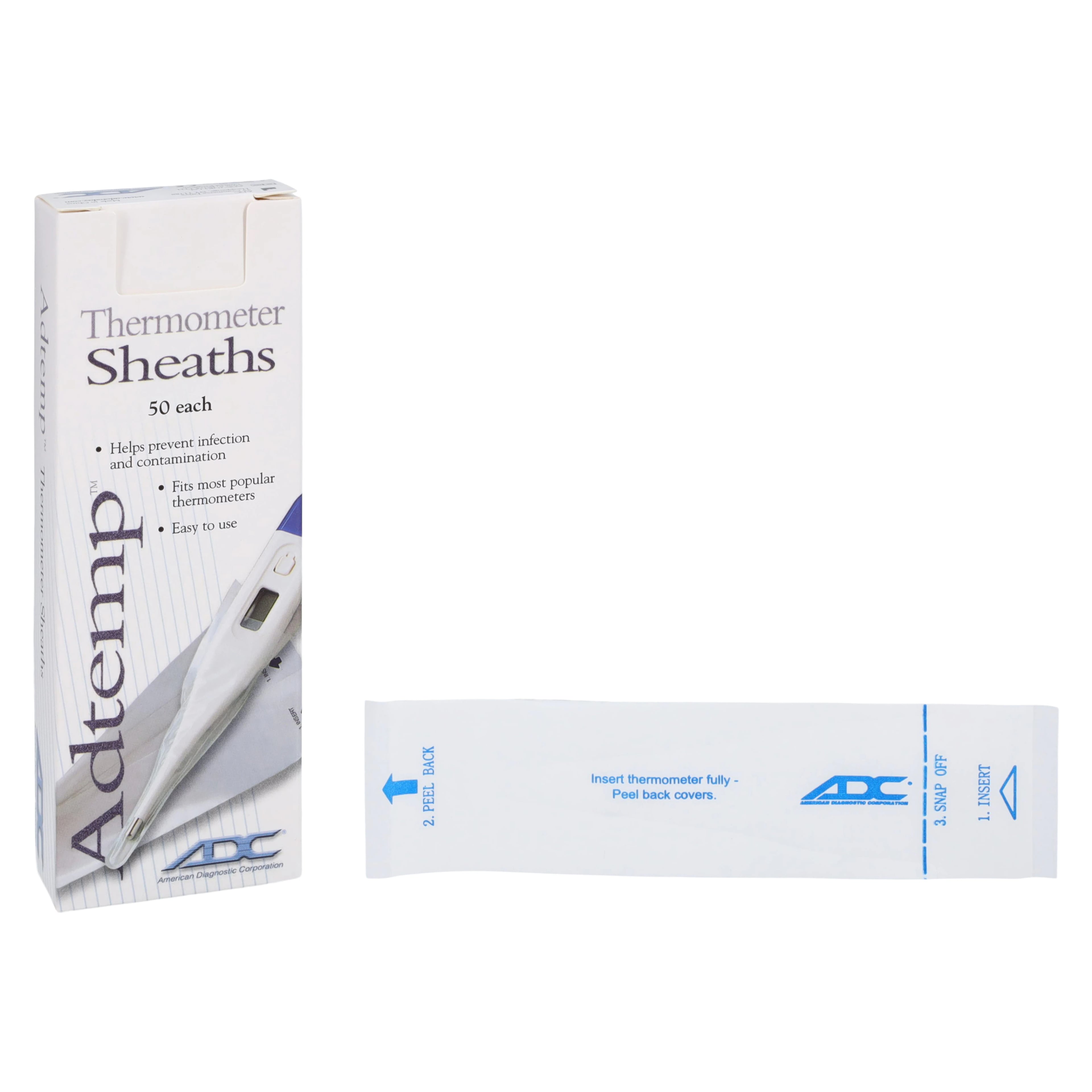 American Diagnostic AdTemp Thermometer Probe Cover Sheaths, Disposable, 50/Box