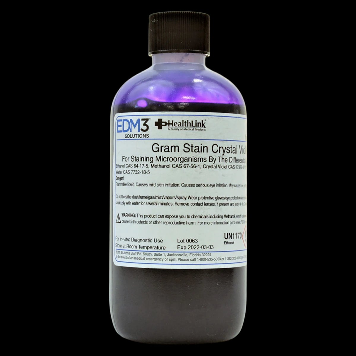 Gram Stain Crystal Violet, 8 oz Bottle