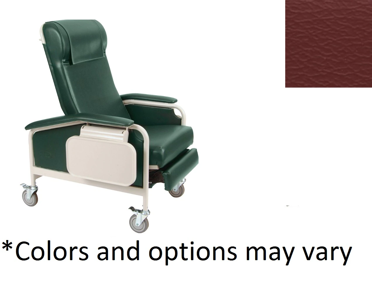 Winco CareCliner XL Patient Chair, Burgundy, 450 lb Capacity