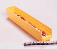 Shelf Bin, Blue Polymer with Label Holder, 17-7/8" x 4-1/8" x 4", Each
