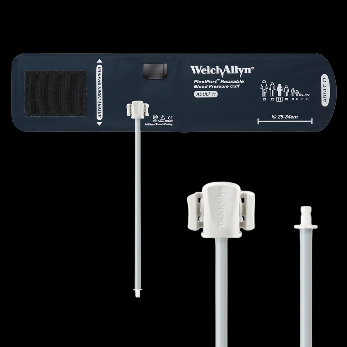 Welch FlexiPort Blood Pressure Cuff, Adult, 1-Tube, Size 11, Navy Blue, Latex-Free