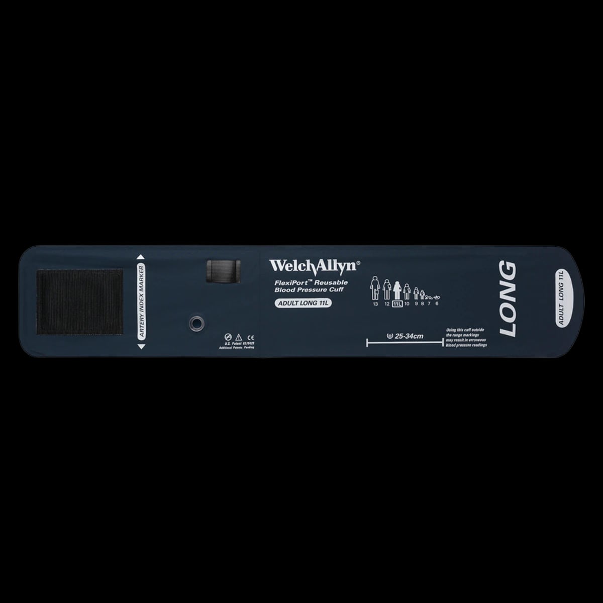 Welch Allyn FlexiPort Reusable Blood Pressure Cuff, Adult Long, Size 11, Navy Blue, Latex-Free