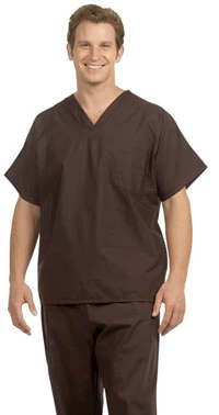 Fashion Seal Fashion Poplin Scrub Shirt, Unisex, Chocolate Brown, Large, Short Sleeves, Left Breast Pocket, 65% Polyester / 35% Cotton, Pullover