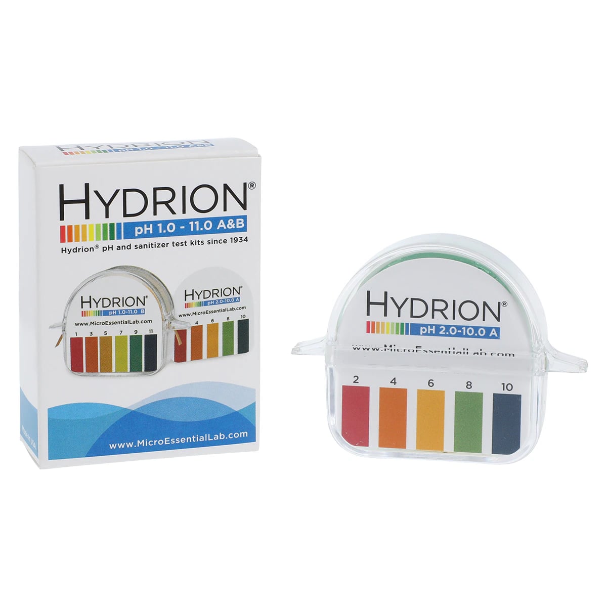 Hydrion pH Test Strips, 1-11 Range with Color Chart, Double-Roll Dispenser, Each
