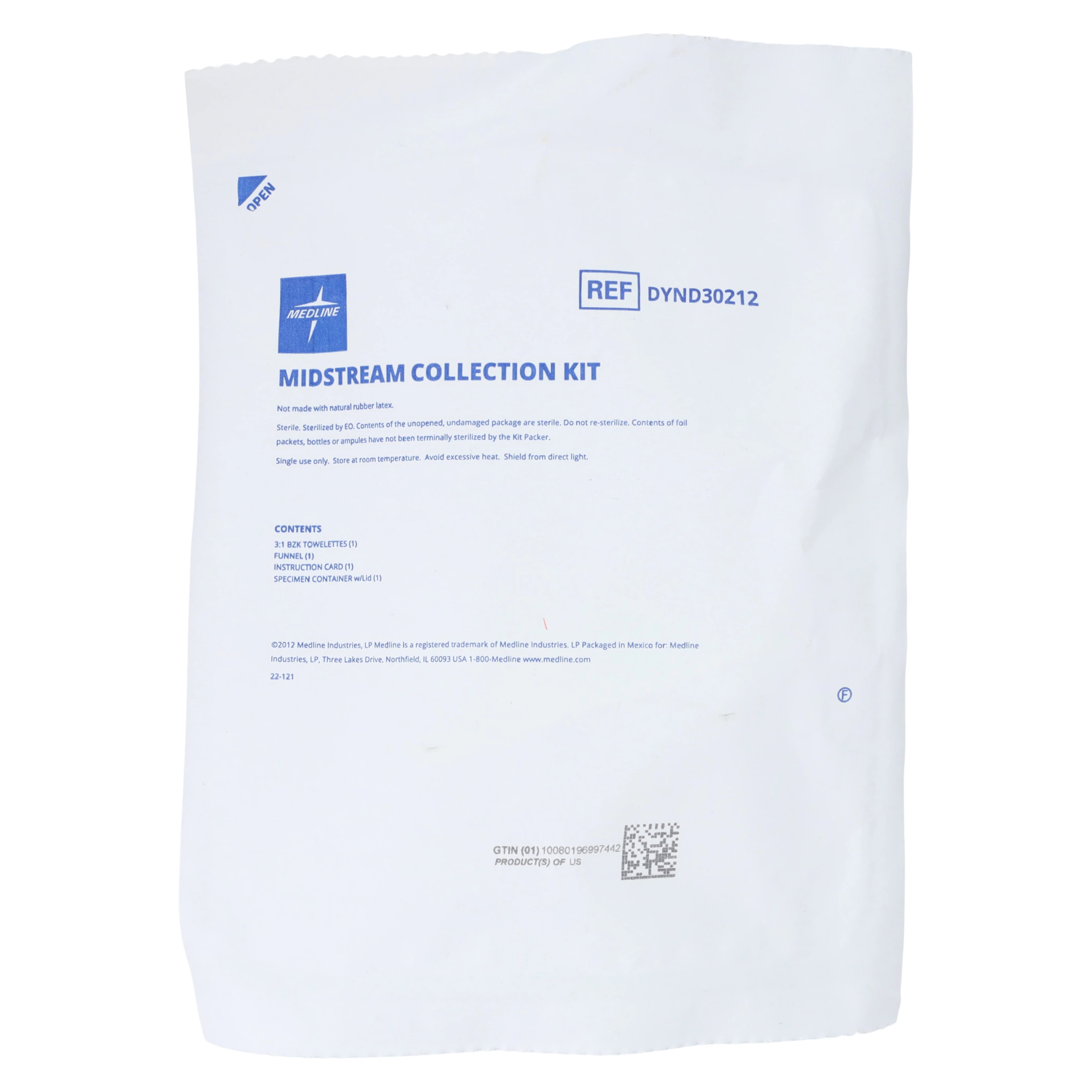 Medline Midstream Urine Collection Kit, Sterile, 3 oz Specimen Container
