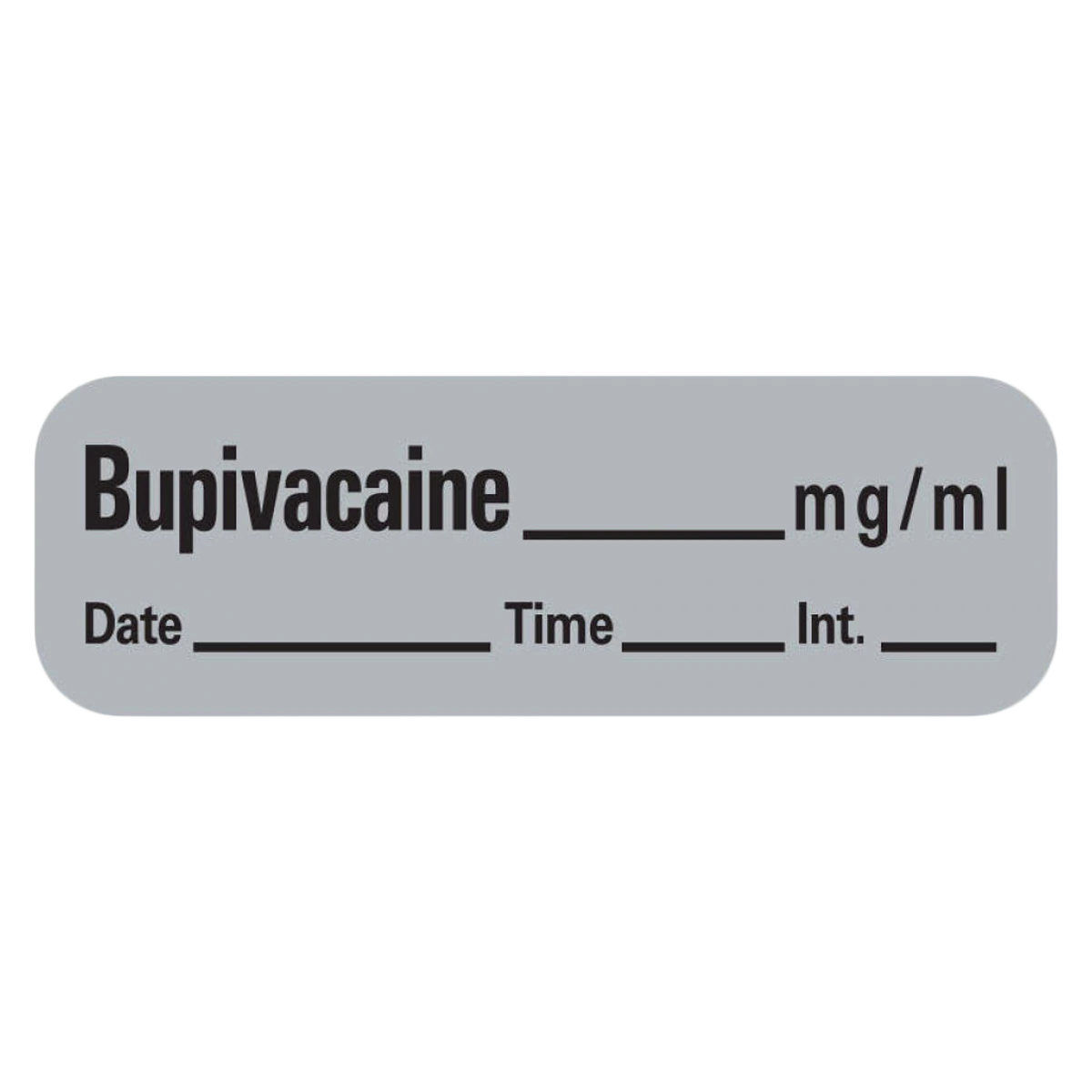 Bupivacaine Anesthesia Label, Gray, 1-1/2" x 1/2", 600/Roll, DTI