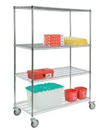 Lakeside Wire Utility Cart, 4 Shelves, 24" x 36" x 72", Model 4Shelf 24x36x72