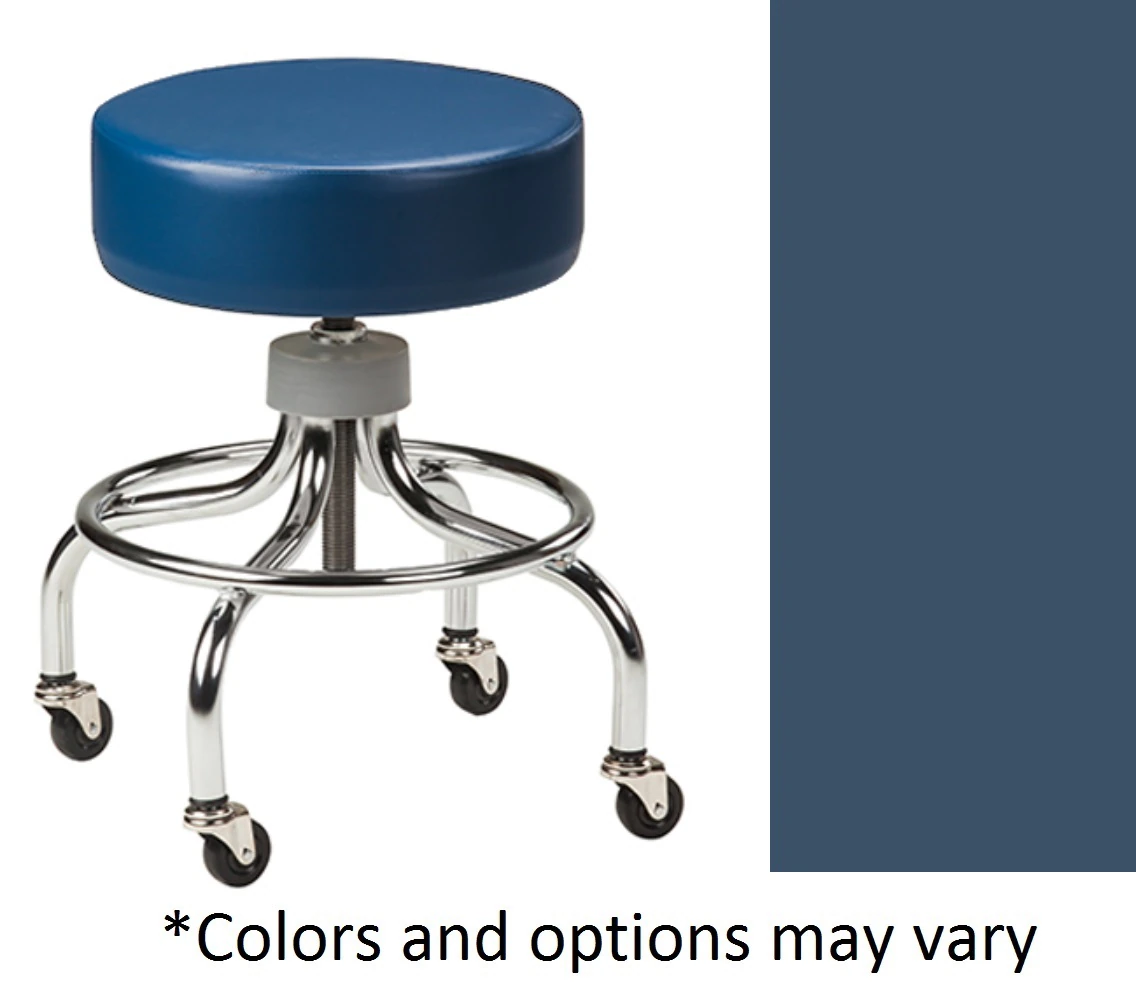 Clinton Industries Chrome Series Exam Stool, Royal Blue, 250 lb Capacity