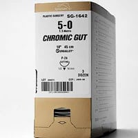 Surgigut Chromic Gut Suture, Size 1, 30" Monofilament, Taper Point 1/2 Circle Needle 40mm, Coated Undyed, HGS-24, 36/Case