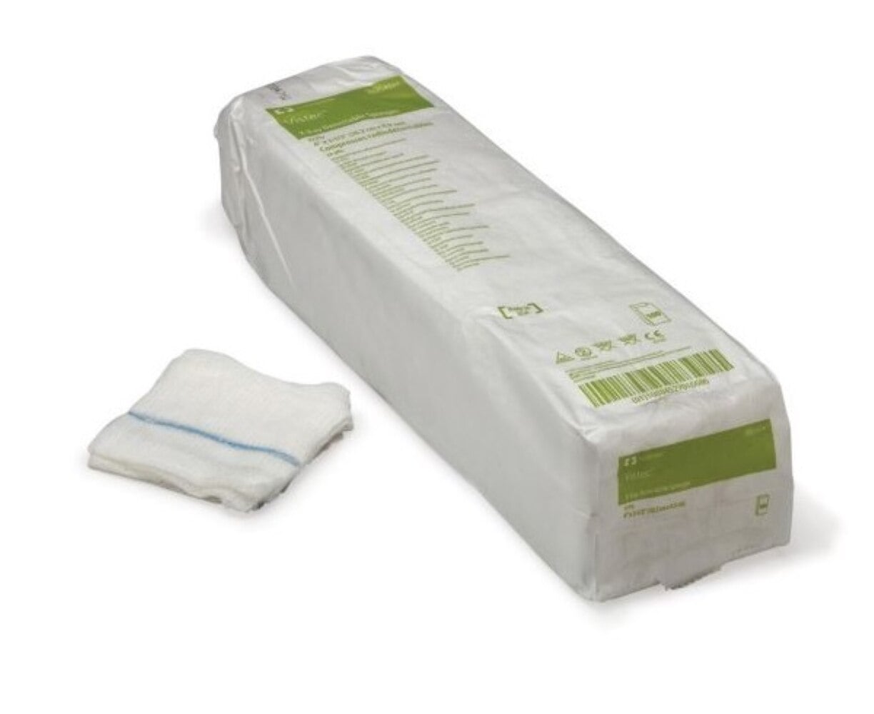 Vistec Cotton Gauze Type VII Sponge, 4x8", 12 Ply, X-Ray Detectable, Non-Sterile, Latex-Free