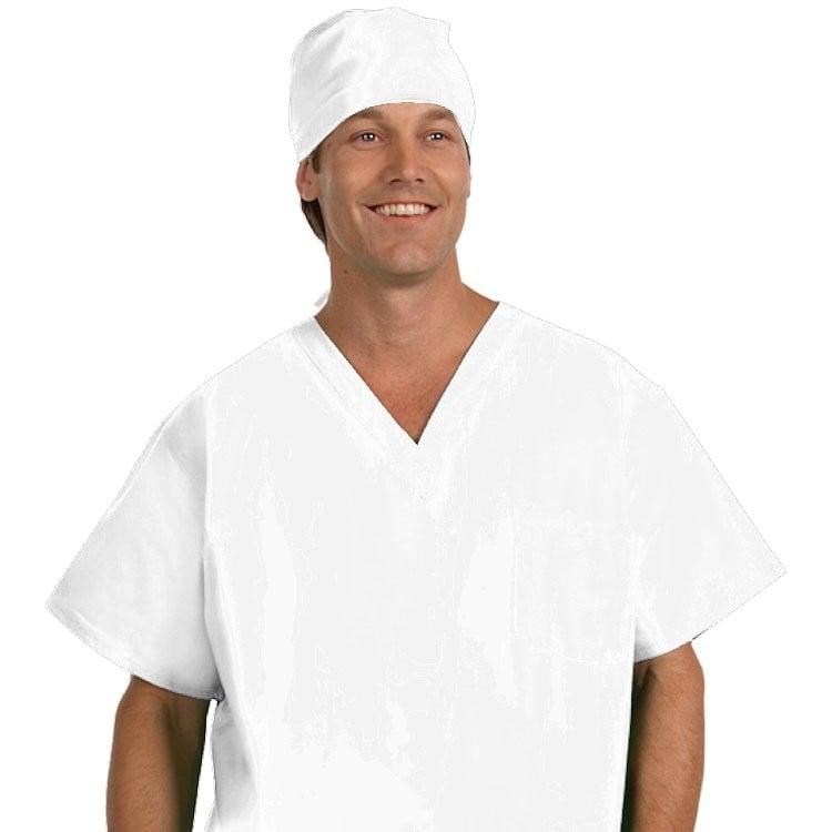 Fashion Seal Surgical Scrub Cap, White, One Size Fits Most, Reusable, Latex-Free, 12/Box
